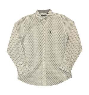 Ben Sherman White Diamond Print Button-Up Casual Long Sleeve Shirt Men's XL